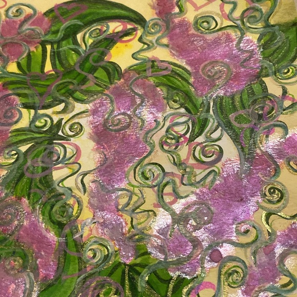 Unframed Original Art Watercolour & Acrylic Painting Lilac Abstract Dream Art - Picture 6 of 6